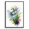 Summer snowflake (Leucojum Aestivum) Watercolour Botanical Art Print - Blotted Painting Framed Plant Wall Art 2 watercolour blotted flowers summer snowflakeleucojum aestivum front view