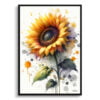 Sunflower (Helianthus annuus) Watercolour Botanical Art Print - Blotted Painting Framed Plant Wall Art 2 watercolour blotted flowers sunflowerhelianthus annuus front view