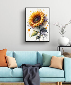 Sunflower (Helianthus annuus) Watercolour Botanical Art Print - Blotted Painting Framed Plant Wall Art 15 Sunflower (Helianthus annuus) Watercolour Botanical Art Print - Blotted Painting Framed Plant Wall Art - Image 2