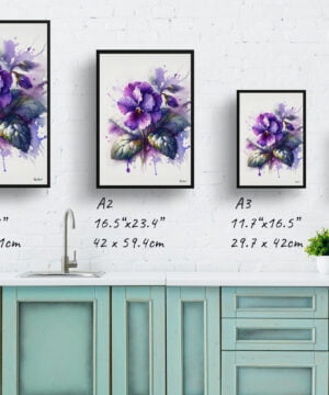 Sweet Violet (Viola odorata) Watercolour Botanical Art Print - Blotted Painting Framed Plant Wall Art 17 Sweet Violet (Viola odorata) Watercolour Botanical Art Print - Blotted Painting Framed Plant Wall Art - Image 4