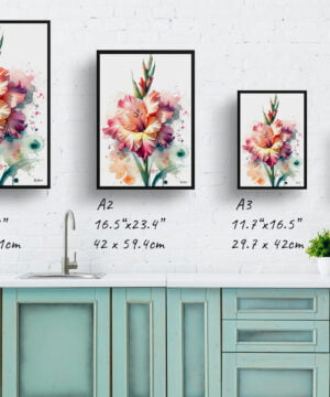 Sword lilies (Gladiolus) Watercolour Botanical Art Print - Blotted Painting Framed Plant Wall Art 17 Sword lilies (Gladiolus) Watercolour Botanical Art Print - Blotted Painting Framed Plant Wall Art - Image 4