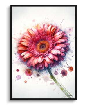 Transvaal daisy (Gerbera) Watercolour Botanical Art Print - Blotted Painting Framed Plant Wall Art