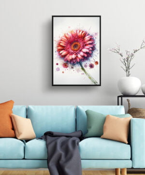 Transvaal daisy (Gerbera) Watercolour Botanical Art Print - Blotted Painting Framed Plant Wall Art 15 Transvaal daisy (Gerbera) Watercolour Botanical Art Print - Blotted Painting Framed Plant Wall Art - Image 2
