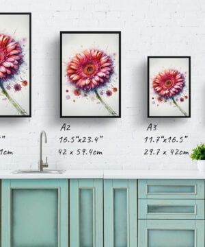 Transvaal daisy (Gerbera) Watercolour Botanical Art Print - Blotted Painting Framed Plant Wall Art 17 Transvaal daisy (Gerbera) Watercolour Botanical Art Print - Blotted Painting Framed Plant Wall Art - Image 4