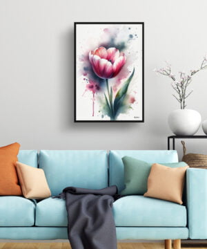 Tulip (Tulipa) Watercolour Botanical Art Print - Blotted Painting Framed Plant Wall Art 15 Tulip (Tulipa) Watercolour Botanical Art Print - Blotted Painting Framed Plant Wall Art - Image 2