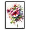 Twinspur (Diascia personata) Watercolour Botanical Art Print - Blotted Painting Framed Plant Wall Art 2 watercolour blotted flowers twinspurdiascia personata front view