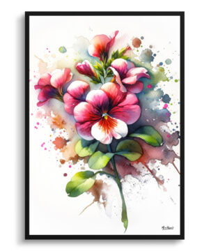 Twinspur (Diascia personata) Watercolour Botanical Art Print - Blotted Painting Framed Plant Wall Art