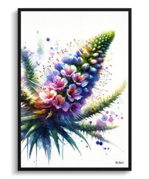 Vipers-buglosses (Echium) Watercolour Botanical Art Print - Blotted Painting Framed Plant Wall Art