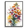 Wallflowers (Erysimum) Watercolour Botanical Art Print - Blotted Painting Framed Plant Wall Art 2 watercolour blotted flowers wallflowerserysimum front view
