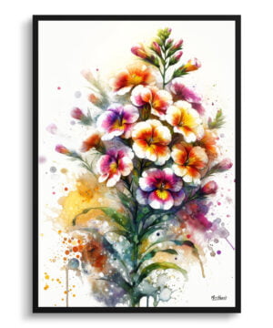 Wallflowers (Erysimum) Watercolour Botanical Art Print - Blotted Painting Framed Plant Wall Art