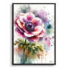 Windflower (Anemone) Watercolour Botanical Art Print - Blotted Painting Framed Plant Wall Art 2 watercolour blotted flowers windfloweranemone front view