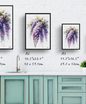 Wisteria (Fabaceae) Watercolour Botanical Art Print - Blotted Painting Framed Plant Wall Art 17 Wisteria (Fabaceae) Watercolour Botanical Art Print - Blotted Painting Framed Plant Wall Art - Image 4