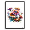 African Daisies (Gazania) Watercolour Painting Style Art Print - Illustration Framed Plant Wall Art 1 watercolour realist flowers african daisiesgazania front view