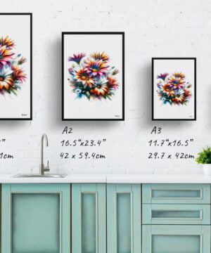 African Daisies (Gazania) Watercolour Painting Style Art Print - Illustration Framed Plant Wall Art 17 African Daisies (Gazania) Watercolour Painting Style Art Print - Illustration Framed Plant Wall Art - Image 4