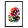 Begonia Inferno (Begonia) Watercolour Painting Style Art Print - Illustration Framed Plant Wall Art 1 watercolour realist flowers begonia infernobegonia front view