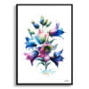 Bellflower (Campanula) Watercolour Painting Style Art Print - Illustration Framed Plant Wall Art 1 watercolour realist flowers bellflowercampanula front view