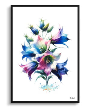 Bellflower (Campanula) Watercolour Painting Style Art Print - Illustration Framed Plant Wall Art