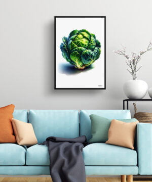 Brassica Oleracea (Brussel Sprouts) Watercolour Painting Style Art Print - Illustration Framed Plant Wall Art 15 Brassica Oleracea (Brussel Sprouts) Watercolour Painting Style Art Print - Illustration Framed Plant Wall Art - Image 2