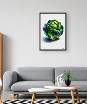 Brassica Oleracea (Brussel Sprouts) Watercolour Painting Style Art Print - Illustration Framed Plant Wall Art 16 Brassica Oleracea (Brussel Sprouts) Watercolour Painting Style Art Print - Illustration Framed Plant Wall Art - Image 3