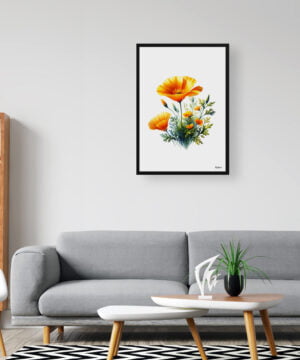 California Poppy (Eschscholzia) Watercolour Painting Style Art Print - Illustration Framed Plant Wall Art 16 California Poppy (Eschscholzia) Watercolour Painting Style Art Print - Illustration Framed Plant Wall Art - Image 3