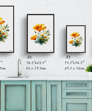 California Poppy (Eschscholzia) Watercolour Painting Style Art Print - Illustration Framed Plant Wall Art 17 California Poppy (Eschscholzia) Watercolour Painting Style Art Print - Illustration Framed Plant Wall Art - Image 4