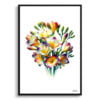 Cape-cowslip (Freesia) Watercolour Painting Style Art Print - Illustration Framed Plant Wall Art 2 watercolour realist flowers cape cowslipfreesia front view
