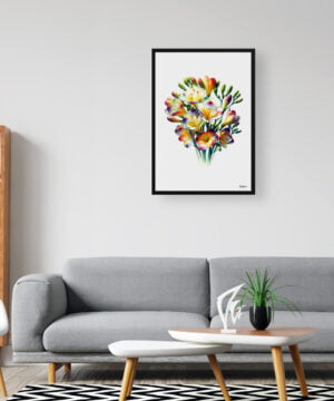 Cape-cowslip (Freesia) Watercolour Painting Style Art Print - Illustration Framed Plant Wall Art - Image 3