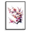 Cherry Blossom (Sakura) Watercolour Painting Style Art Print - Illustration Framed Plant Wall Art 2 watercolour realist flowers cherry blossomsakura front view