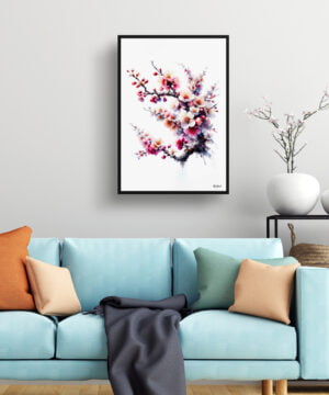 Cherry Blossom (Sakura) Watercolour Painting Style Art Print - Illustration Framed Plant Wall Art 15 Cherry Blossom (Sakura) Watercolour Painting Style Art Print - Illustration Framed Plant Wall Art - Image 2