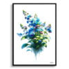 Chinese Forget-me-not (Cynoglossum) Watercolour Painting Style Art Print - Illustration Framed Plant Wall Art 2 watercolour realist flowers chinese forget me notcynoglossum front view