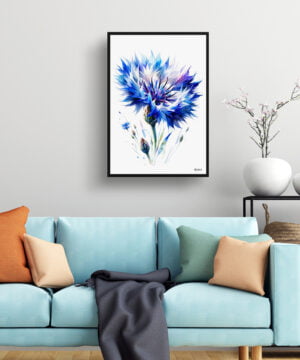 Cornflower (Centaurea cyanus) Watercolour Painting Style Art Print - Illustration Framed Plant Wall Art 15 Cornflower (Centaurea cyanus) Watercolour Painting Style Art Print - Illustration Framed Plant Wall Art - Image 2