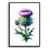 Cotton thistle (Onopordum) Watercolour Painting Style Art Print - Illustration Framed Plant Wall Art 1 watercolour realist flowers cotton thistleonopordum front view