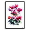 Cyclamen Persicum (Cyclamen) Watercolour Painting Style Art Print - Illustration Framed Plant Wall Art 2 watercolour realist flowers cyclamen persicumcyclamen front view