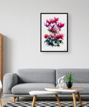 Cyclamen Persicum (Cyclamen) Watercolour Painting Style Art Print - Illustration Framed Plant Wall Art 16 Cyclamen Persicum (Cyclamen) Watercolour Painting Style Art Print - Illustration Framed Plant Wall Art - Image 3