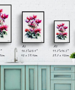 Cyclamen Persicum (Cyclamen) Watercolour Painting Style Art Print - Illustration Framed Plant Wall Art 17 Cyclamen Persicum (Cyclamen) Watercolour Painting Style Art Print - Illustration Framed Plant Wall Art - Image 4
