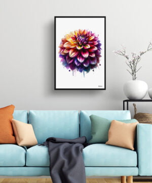 Dahlia (Asteraceae) Watercolour Painting Style Art Print - Illustration Framed Plant Wall Art 15 Dahlia (Asteraceae) Watercolour Painting Style Art Print - Illustration Framed Plant Wall Art - Image 2