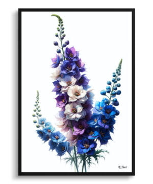 Delphinium (Larkspur) Watercolour Painting Style Art Print - Illustration Framed Plant Wall Art