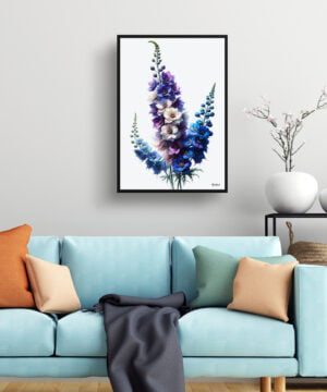 Delphinium (Larkspur) Watercolour Painting Style Art Print - Illustration Framed Plant Wall Art 15 Delphinium (Larkspur) Watercolour Painting Style Art Print - Illustration Framed Plant Wall Art - Image 2