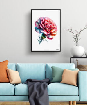 Dianthus caryophyllus (Carnation) Watercolour Painting Style Art Print - Illustration Framed Plant Wall Art 15 Dianthus caryophyllus (Carnation) Watercolour Painting Style Art Print - Illustration Framed Plant Wall Art - Image 2