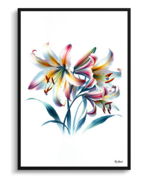 Fawn lilies (Erythronium) Watercolour Painting Style Art Print - Illustration Framed Plant Wall Art