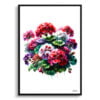 Geranium (Pelargoniums) Watercolour Painting Style Art Print - Illustration Framed Plant Wall Art 1 watercolour realist flowers geraniumpelargoniums front view