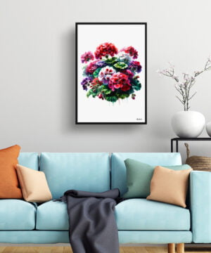 Geranium (Pelargoniums) Watercolour Painting Style Art Print - Illustration Framed Plant Wall Art 15 Geranium (Pelargoniums) Watercolour Painting Style Art Print - Illustration Framed Plant Wall Art - Image 2
