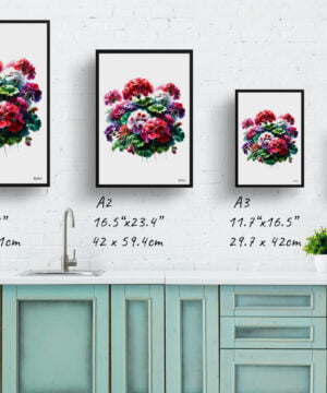 Geranium (Pelargoniums) Watercolour Painting Style Art Print - Illustration Framed Plant Wall Art 17 Geranium (Pelargoniums) Watercolour Painting Style Art Print - Illustration Framed Plant Wall Art - Image 4
