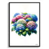 Hortensia (Hydrangea) Watercolour Painting Style Art Print - Illustration Framed Plant Wall Art 2 watercolour realist flowers hortensiahydrangea front view