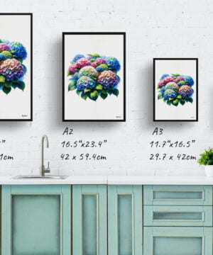 Hortensia (Hydrangea) Watercolour Painting Style Art Print - Illustration Framed Plant Wall Art 17 Hortensia (Hydrangea) Watercolour Painting Style Art Print - Illustration Framed Plant Wall Art - Image 4