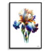 Iris (Fleur-de-lis) Watercolour Painting Style Art Print - Illustration Framed Plant Wall Art 2 watercolour realist flowers irisfleur de lis front view