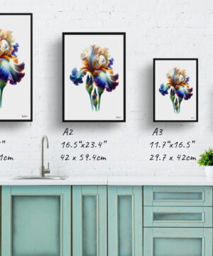 Iris (Fleur-de-lis) Watercolour Painting Style Art Print - Illustration Framed Plant Wall Art 17 Iris (Fleur-de-lis) Watercolour Painting Style Art Print - Illustration Framed Plant Wall Art - Image 4