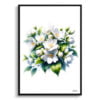 Jasmine (Jasminum officinale) Watercolour Painting Style Art Print - Illustration Framed Plant Wall Art 1 watercolour realist flowers jasminejasminum officinale front view
