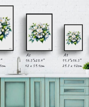 Jasmine (Jasminum officinale) Watercolour Painting Style Art Print - Illustration Framed Plant Wall Art 17 Jasmine (Jasminum officinale) Watercolour Painting Style Art Print - Illustration Framed Plant Wall Art - Image 4