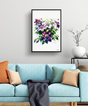 Leather flower (Clematis) Watercolour Painting Style Art Print - Illustration Framed Plant Wall Art 15 Leather flower (Clematis) Watercolour Painting Style Art Print - Illustration Framed Plant Wall Art - Image 2